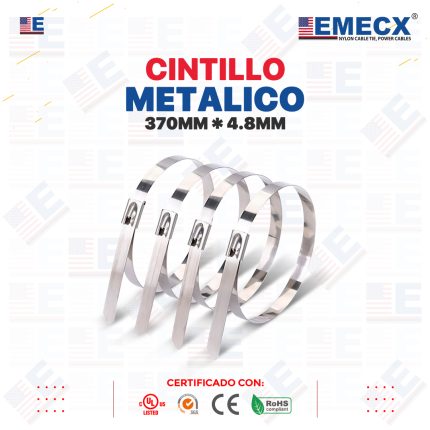 CINTILLO 370X4.8mm METALICO ACERO INOX.