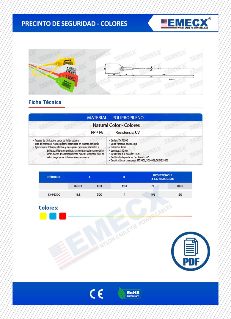 FICHA TÉCNICA PRECINTO DE SEGURIDAD